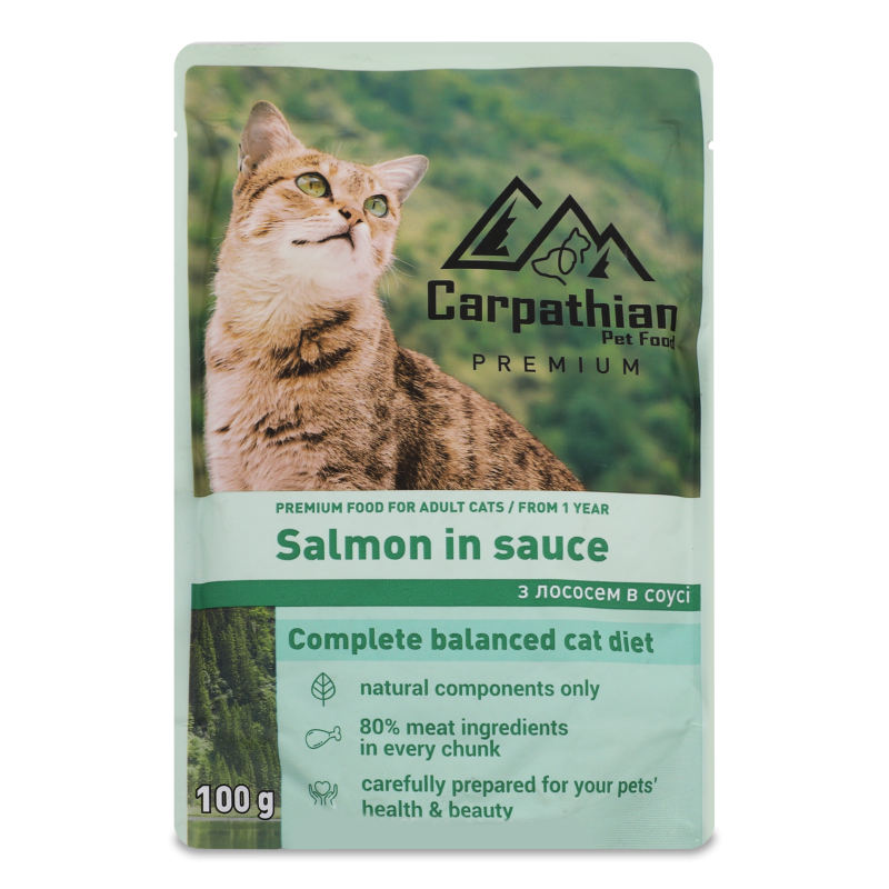 Корм д/котів з лососем в соусі 100г пауч Карпатіан Пет Фуд