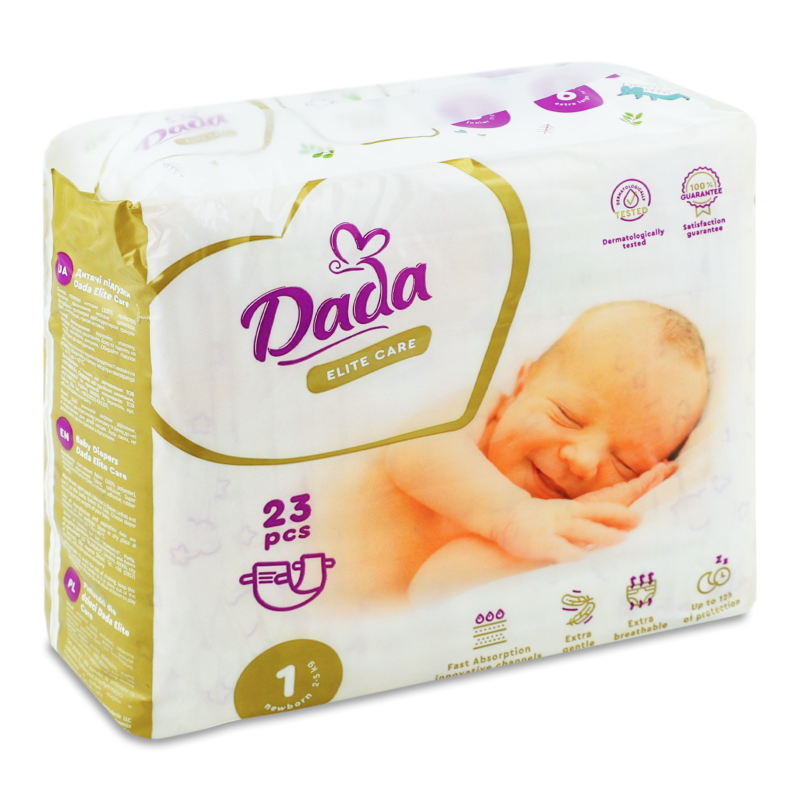 Підгузки дитячі Elite Care 1 Newborn 2-5кг 23шт Dada