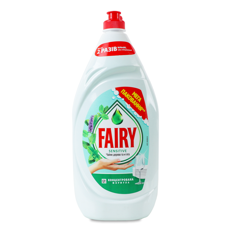 Засіб д/миття посуду Sensitive Чайне дерево та м’ята 1350мл Fairy