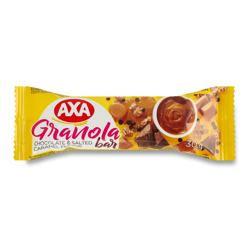 Батончик Granola Bar з шоколадом та смаком солоної карамелі 30г Axa