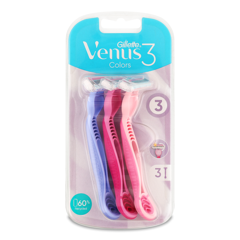 Станок д/гоління одноразовий Венус 3 Колорс 3шт Джилет