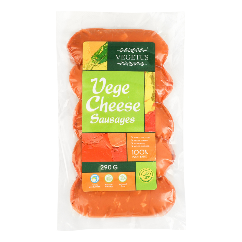 Продукт рослинний копчений на основі пшеничного білка Vegecheese sausages Vegetus в/у