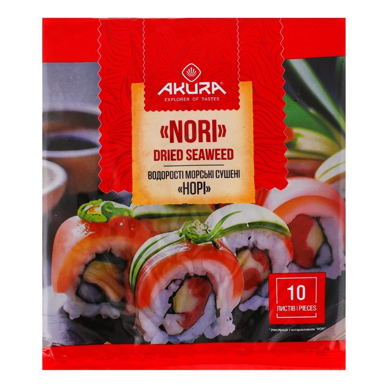 Водорості Akura Норі для суші 10 листів Akura 4820178460521