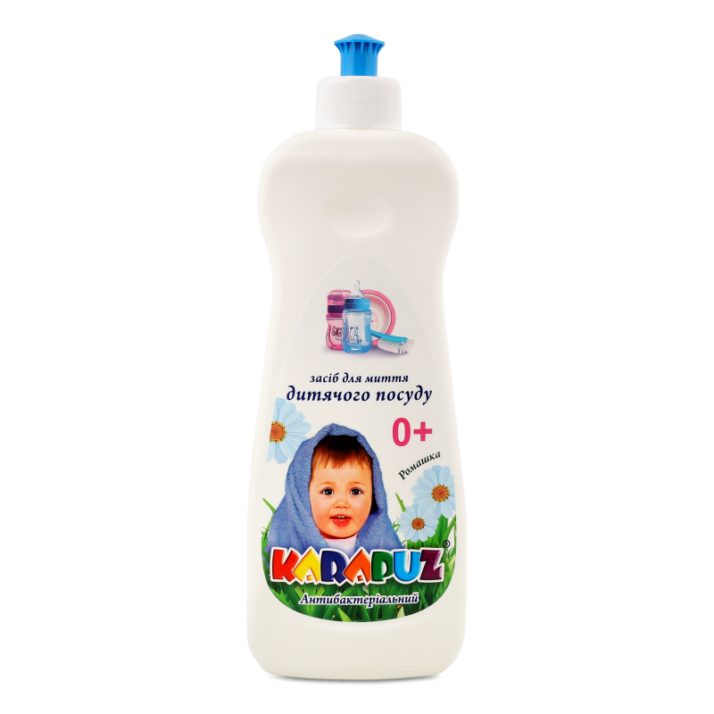 Засіб д/миття дитячого посуду та іграшок з екстрактом ромашки 500мл Карапуз