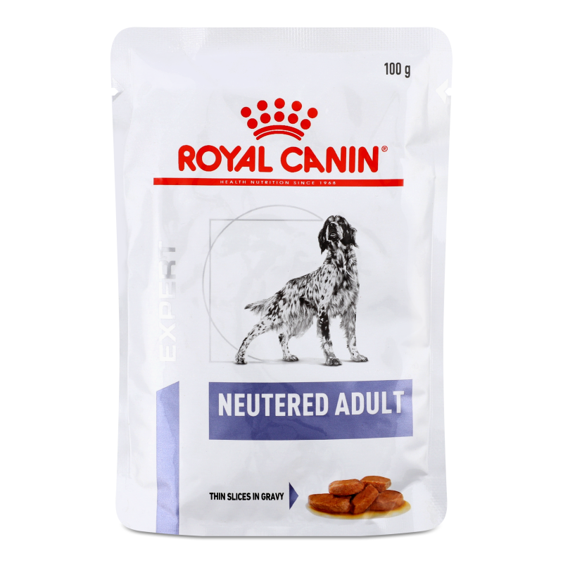 Корм д/дорослих кастрованих собак Ньютед шматочки в соусі 100г пауч Роял Канін