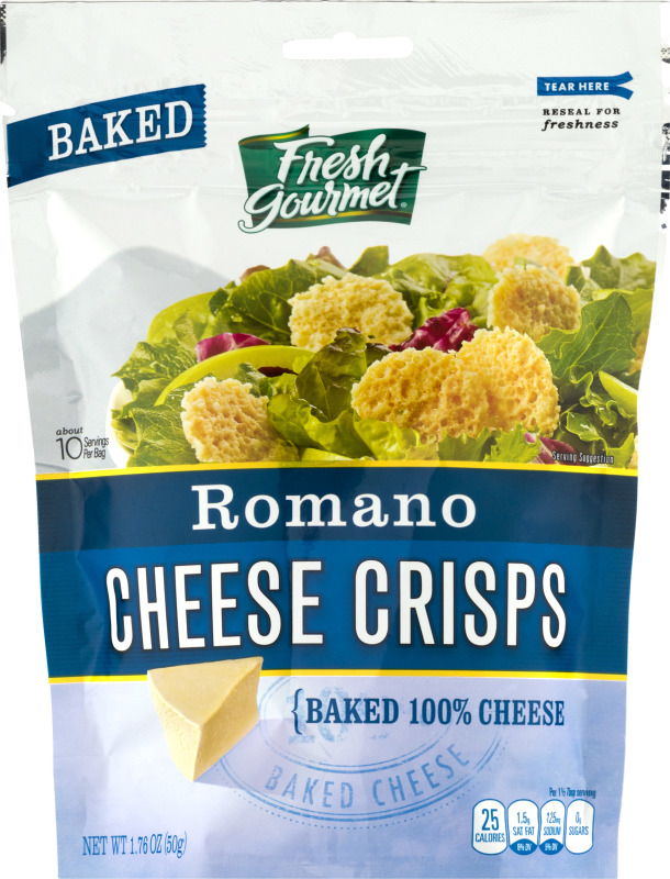 Fresh Gourmet Romano Cheese Crisps Baked Fresh Gourmet(787359190209