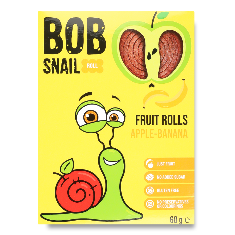 Цукерки Rolls Яблуко-банан натуральні 60г Bob Snail