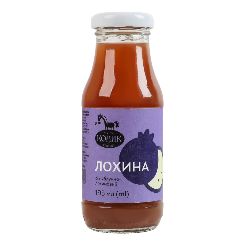 Сік неосвітлений пастеризований яблучний Лохина Gourmet Коник с/пл