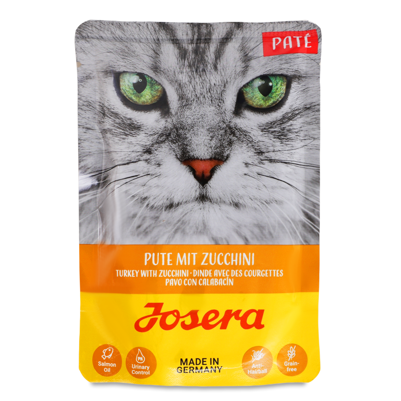 Корм д/дорослих котів Паштет Індичка з цукіні 85г пауч Йозера