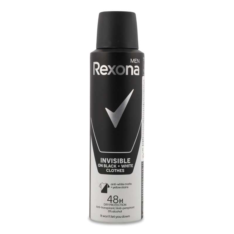 Антиперспірант Інвізібл Блек+Вайт д/чоловіків спрей 150мл Rexona