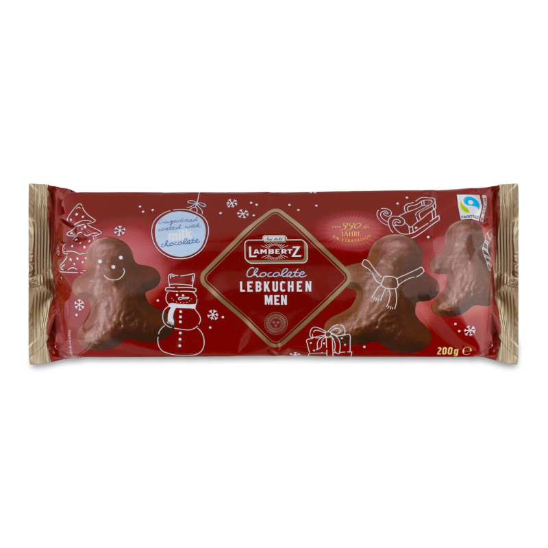 Пряники Lebkuchen Men в молочному шоколаді 200г Lambertz