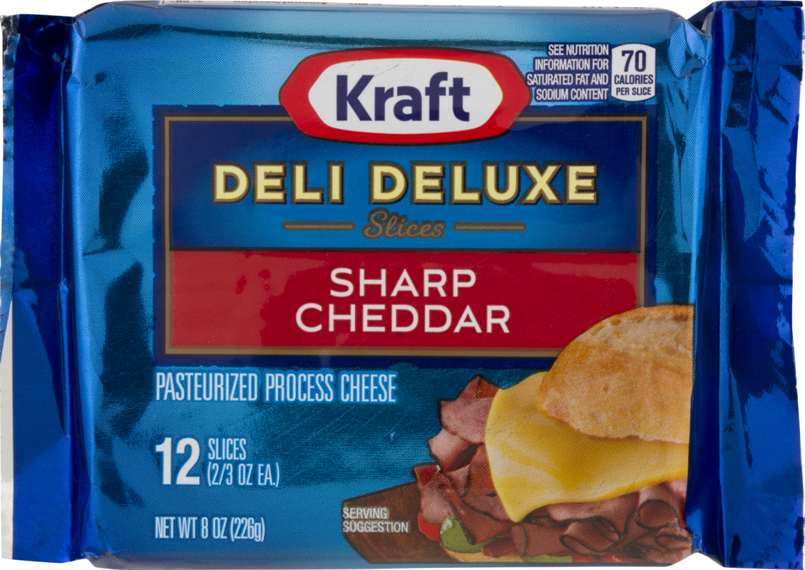 Kraft Deli Deluxe Cheese Slices Sharp Cheddar 12 CT Kraft(21000602568