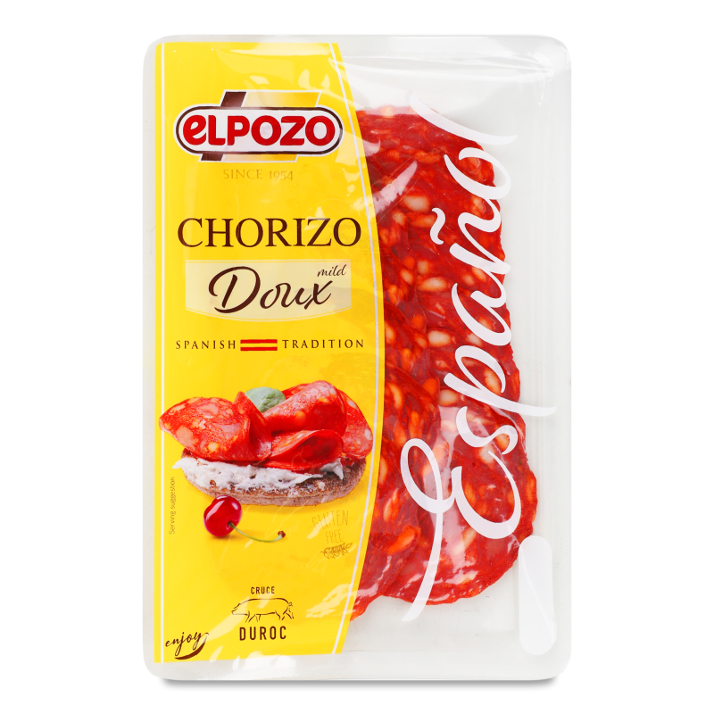Ковбаса Chorizo з в”яленою рубленою свининою та паприкою нарізка 80г в/у Elpozo
