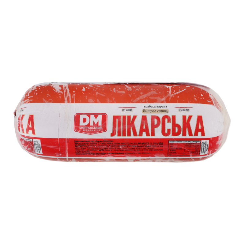 Ковбаса варена Лікарська Дніпровський м'ясокомбінат в/с кг