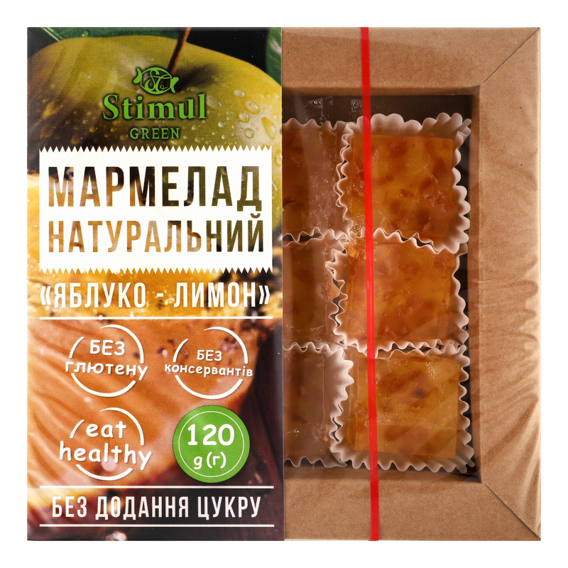Мармелад натуральный без сахара Яблоко-лимон Green Stimul к/у 120г ...