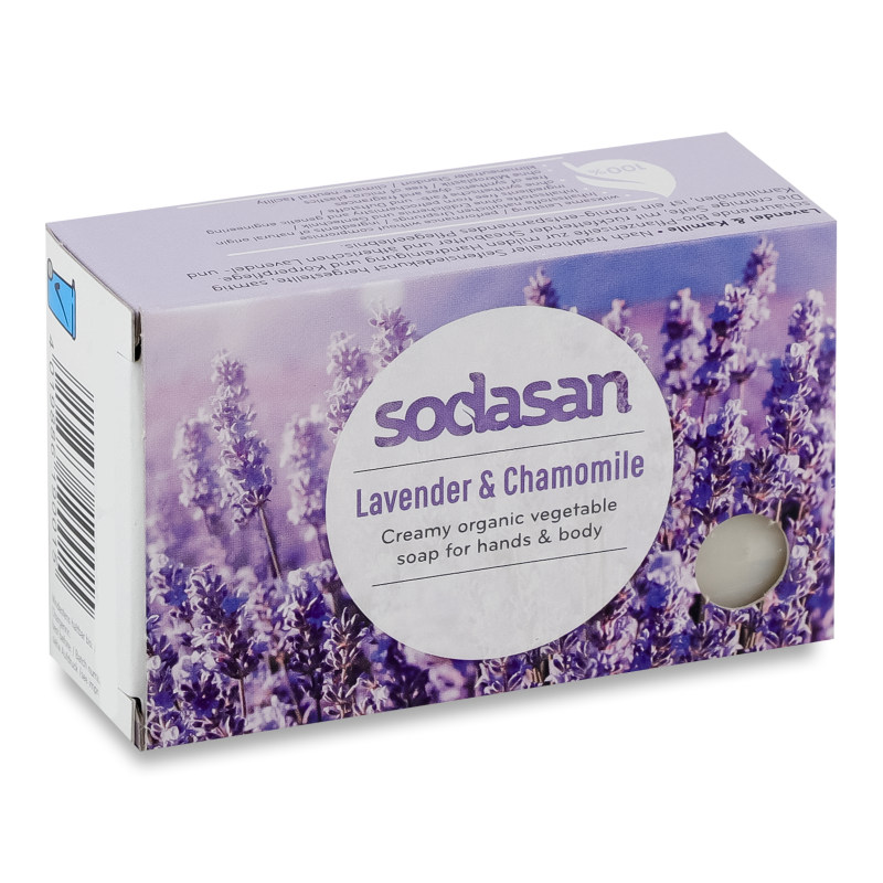Мило д/обличчя Заспокійливе Лаванда та ромашка органічне 100г Sodasan