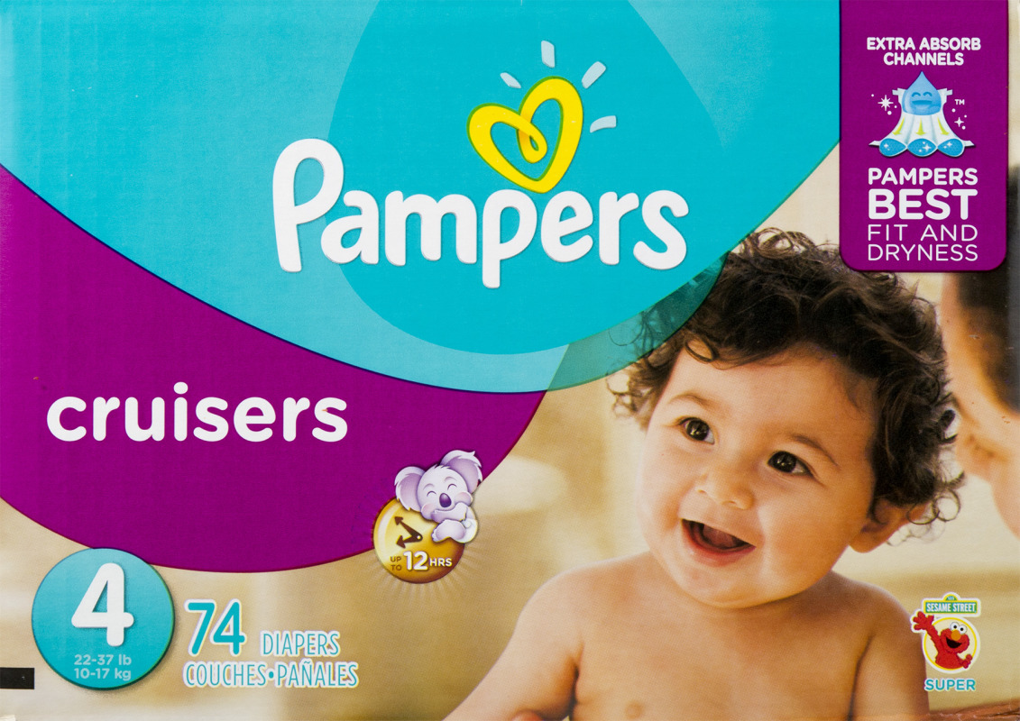 Pampers Cruisers Sesame Street Diapers Size 4 Super Pack (22-37 lb