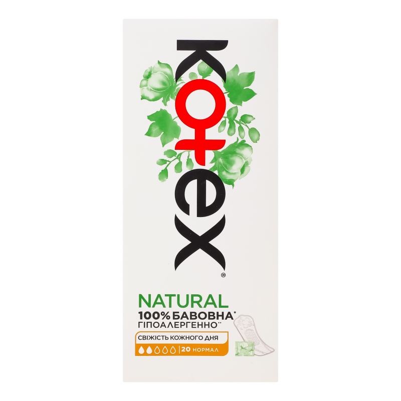 Щоденні прокладки Kotex Liners Natural Normal 20X16 Kotex