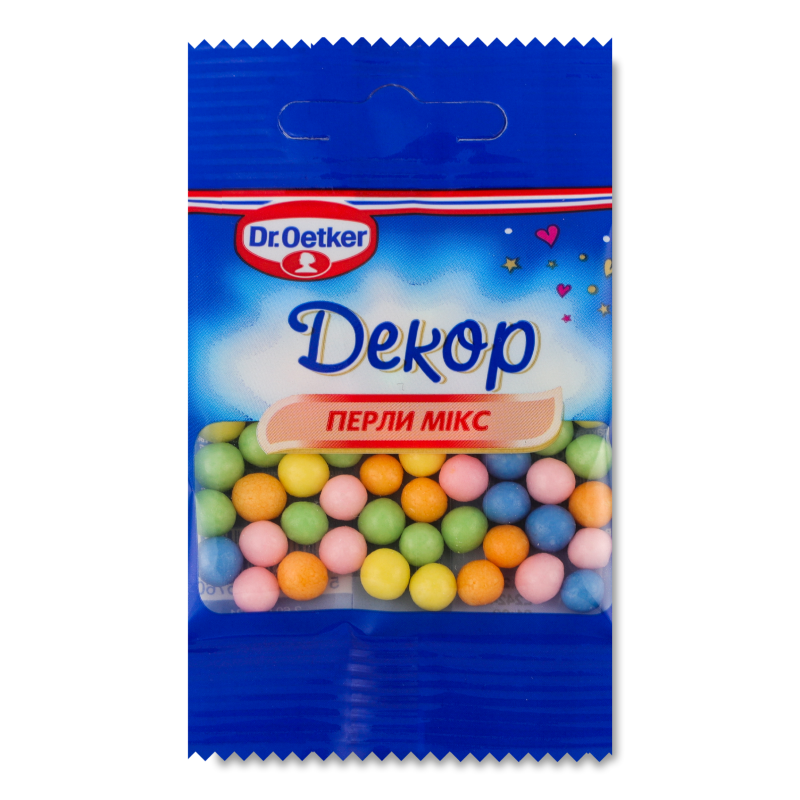 Посипка цукрова Перли мікс декоративна 10г Dr.Oetker