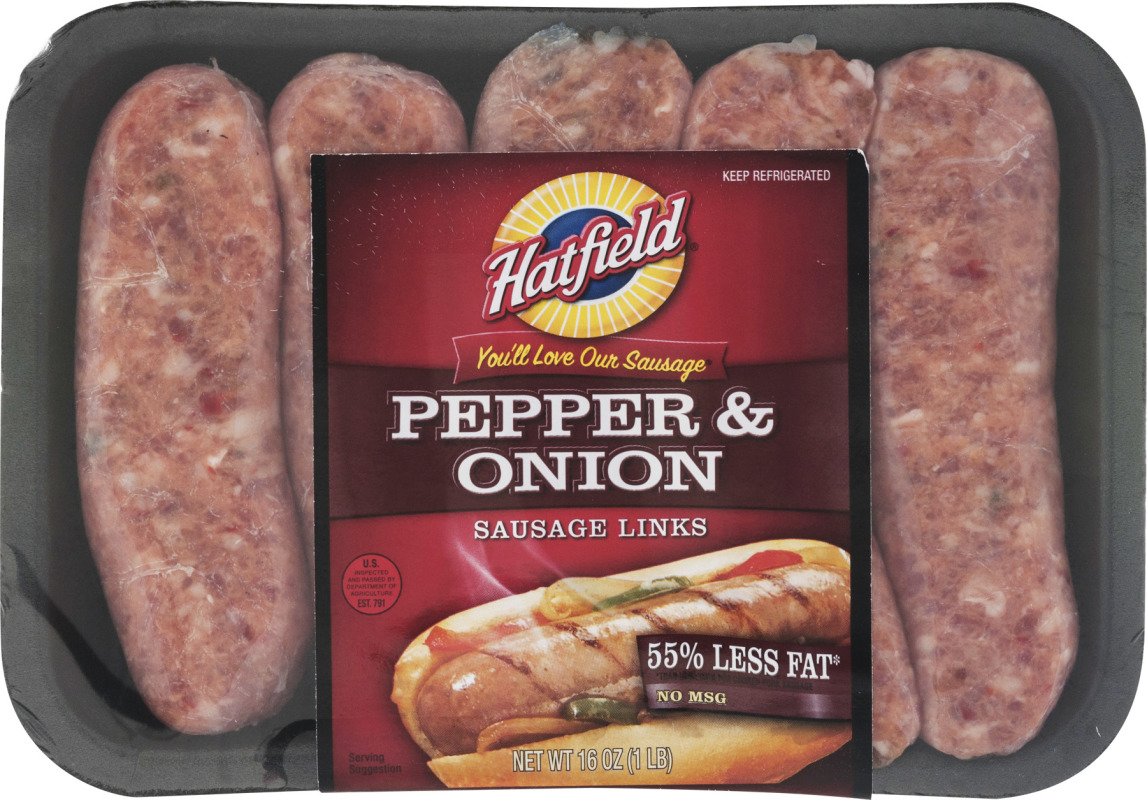 Hatfield Sausage Links Pepper & Onion 55 Less Fat 5 CT Hatfield