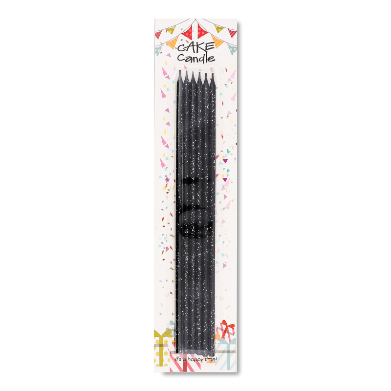 Свічка чорна 24,5см 6шт KYYW186