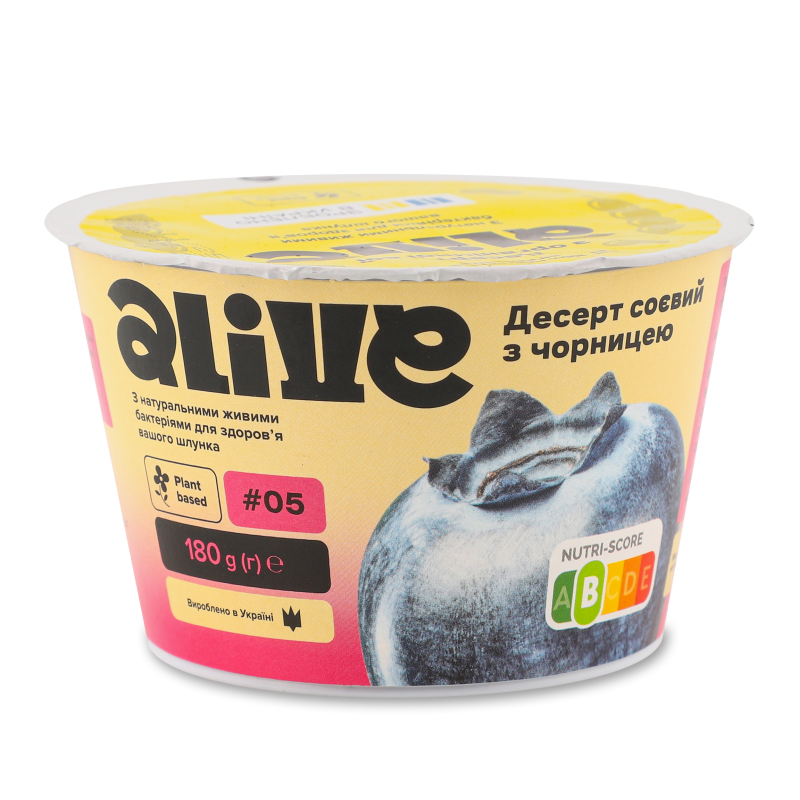 Десерт соєвий з чорницею 180г стакан Alive