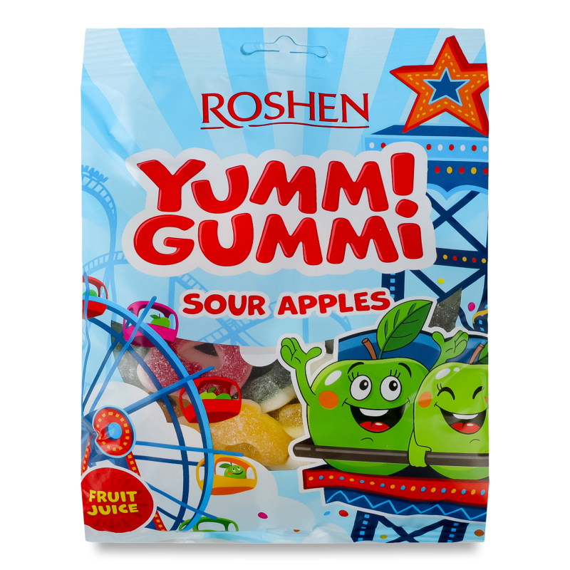 Цукерки желейні Yummi Gummi Sour Apples 165г Roshen