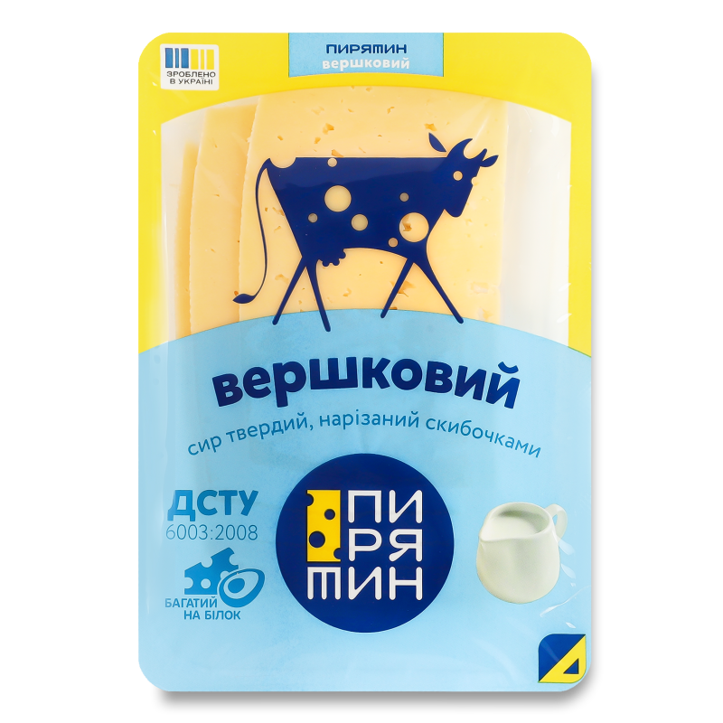 Сир Вершковий 50% нарізка 130г Пирятин
