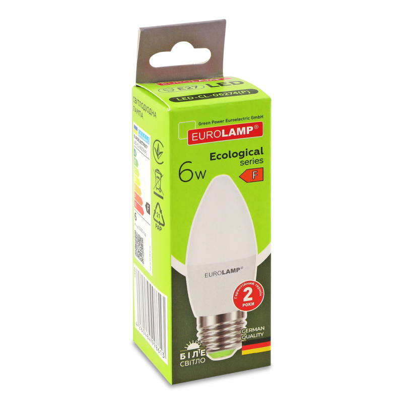 Лампа Еко LED CL 6W E27 4000K Eurolamp