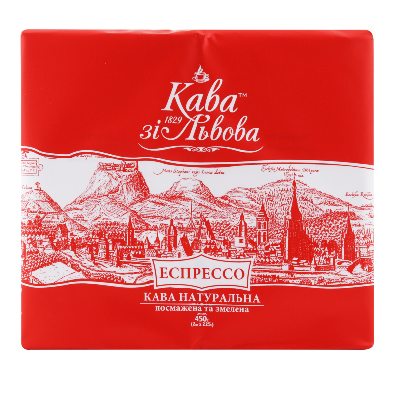 Кава натуральна смажена мелена Еспрессо Кава зі Львова м/у 2х225г