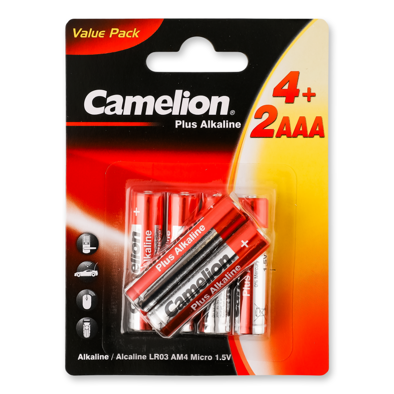 Елемент живлення Plus Alkaline ААА LR03BS-BP 6шт Camelion