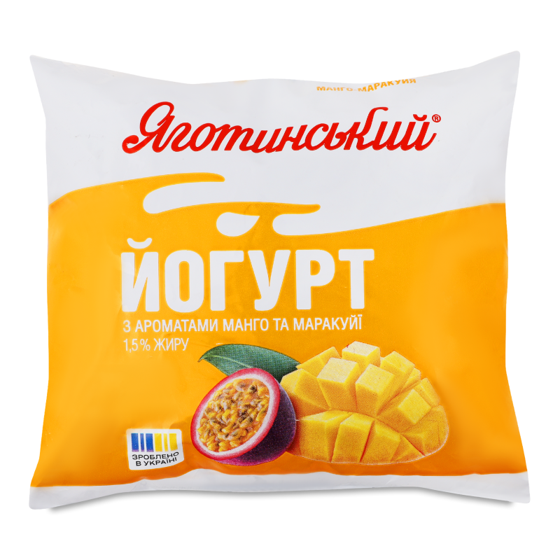 Йогурт питний з ароматом манго та маракуйї 1,5% 400г п/е Яготинський