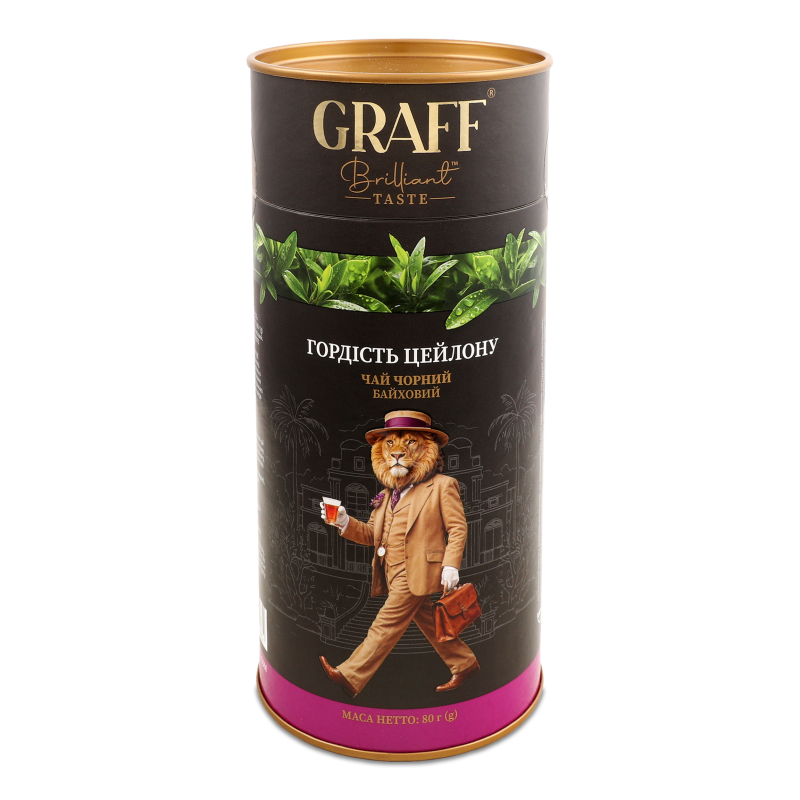 Чай Гордість Цейлону чорний байховий 80г тубус Graff