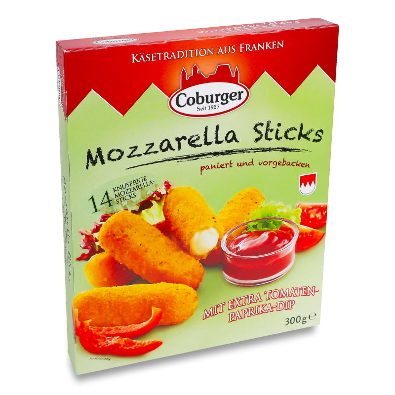 Палички сирні Моцарелла 45% 14*18г з томатно-перцевим соусом 2*25г Кобургер