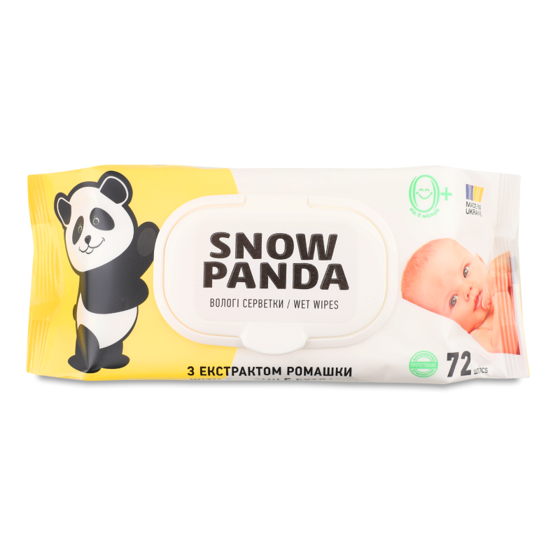 Серветки вологі д/немовлят з екстрактом Ромашка 72шт з клапаном Snow Panda