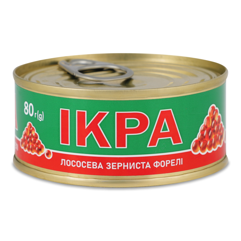 Ікра лососева форелі зерниста 80г ж/б з ключем