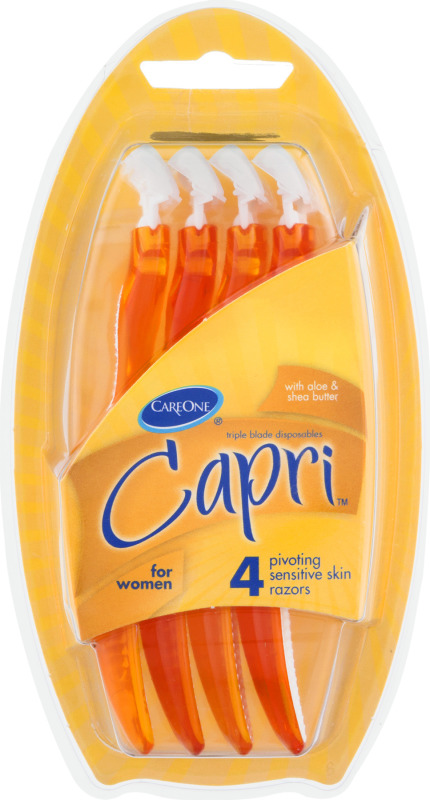 CareOne Capri Sensitive Skin Disposable Razors for Women with Aloe ...