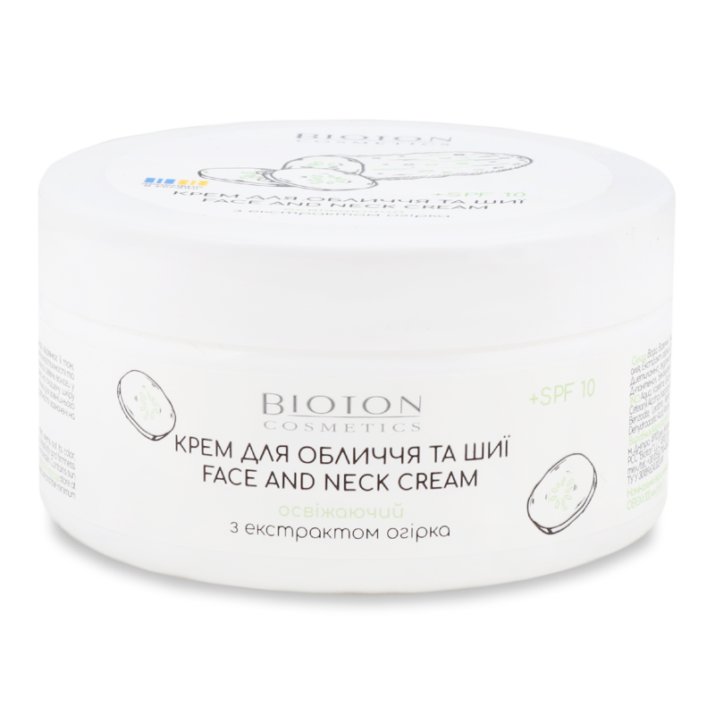 Крем д/обличчя та шиї з екстрактом огірка освіжаючий SPF10 100мл Bioton