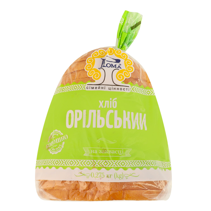 Хліб половинка в нарізці на заквасці Орільський Рома м/у