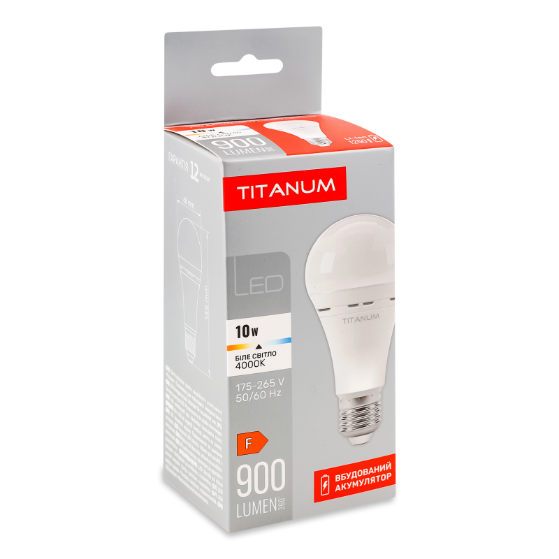 Лампа акумуляторна ЛЕД A68 10W E27 4000К Тітанум