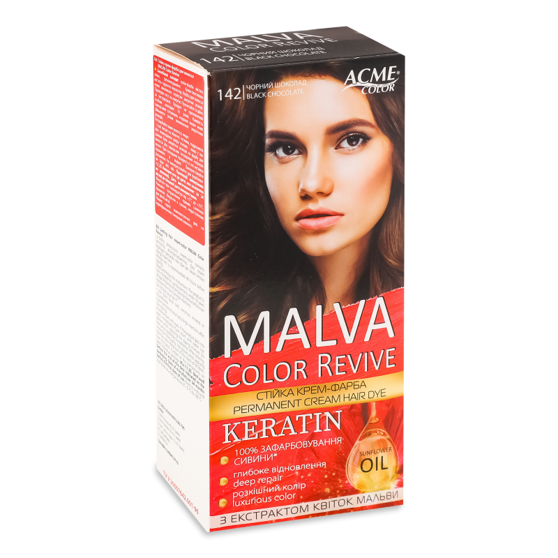 Крем-фарба д/волосся Color Revive 142 чорний шоколад Malva