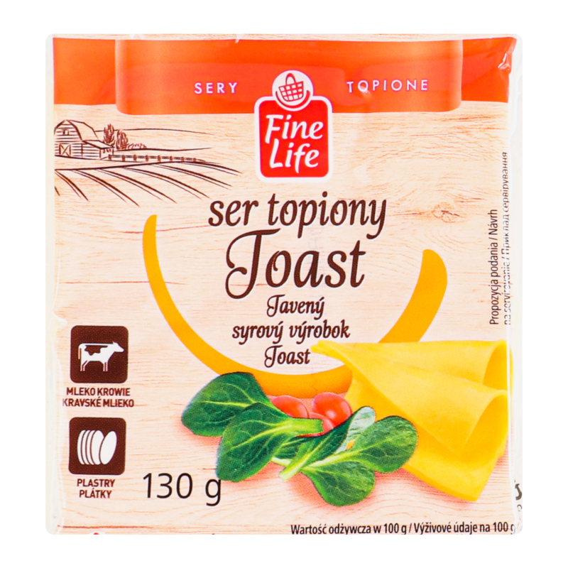 Сир плавлений 36% скибочки Toast Fine Life м/у 8х