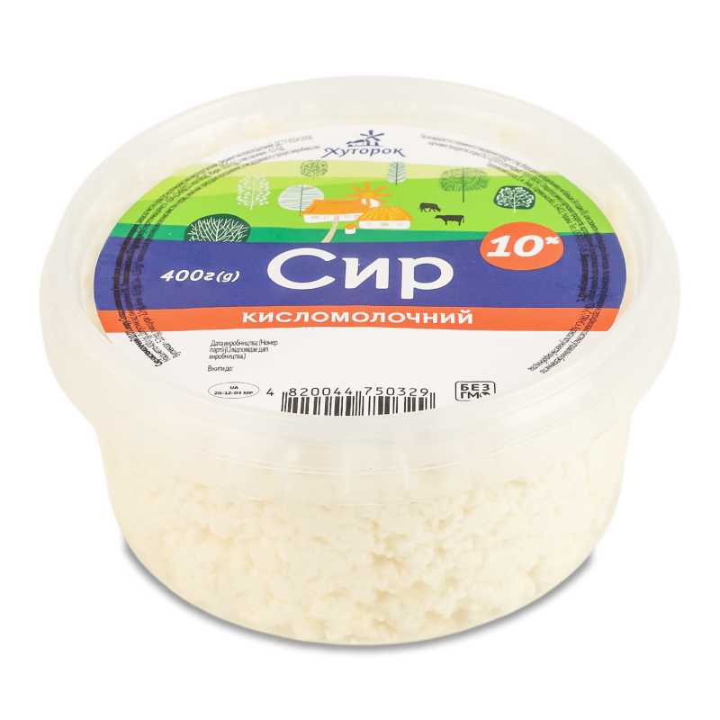 Сир кисломолочний 10% 400г Хуторок