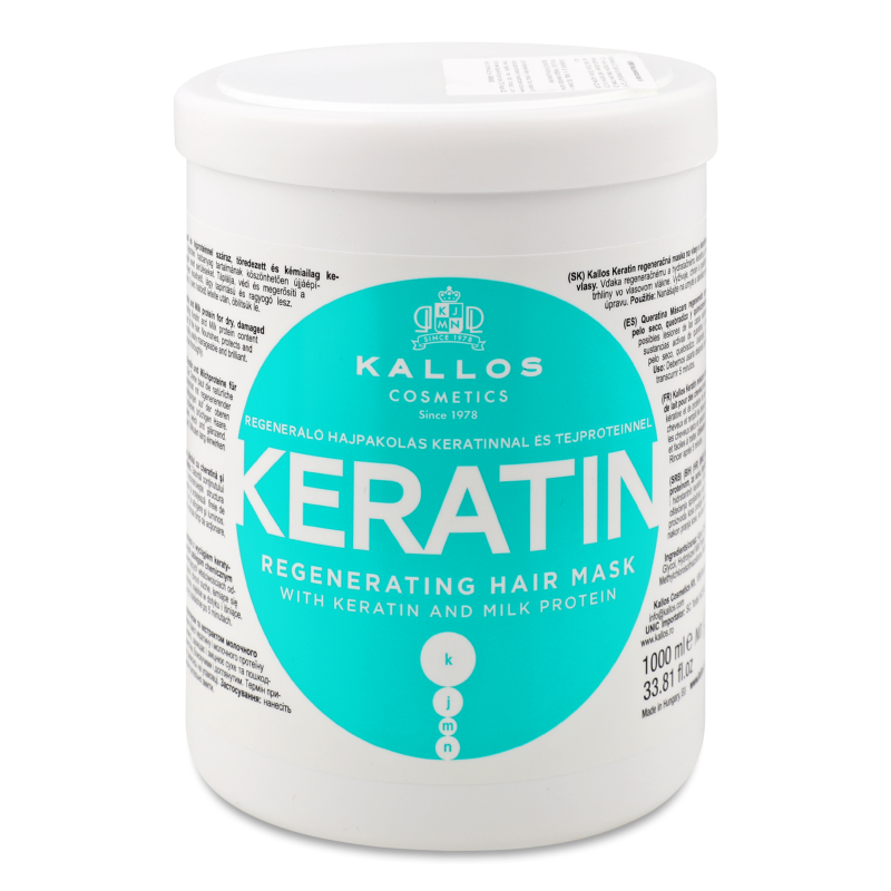 Маска д/волосся з кератином та екстрактом молочного протеїну 1000мл Каллос