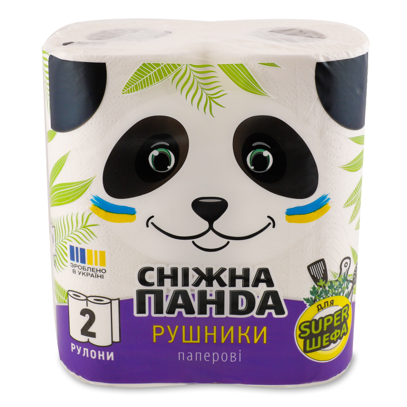 Рушники паперові білі 2шари 2шт Сніжна панда