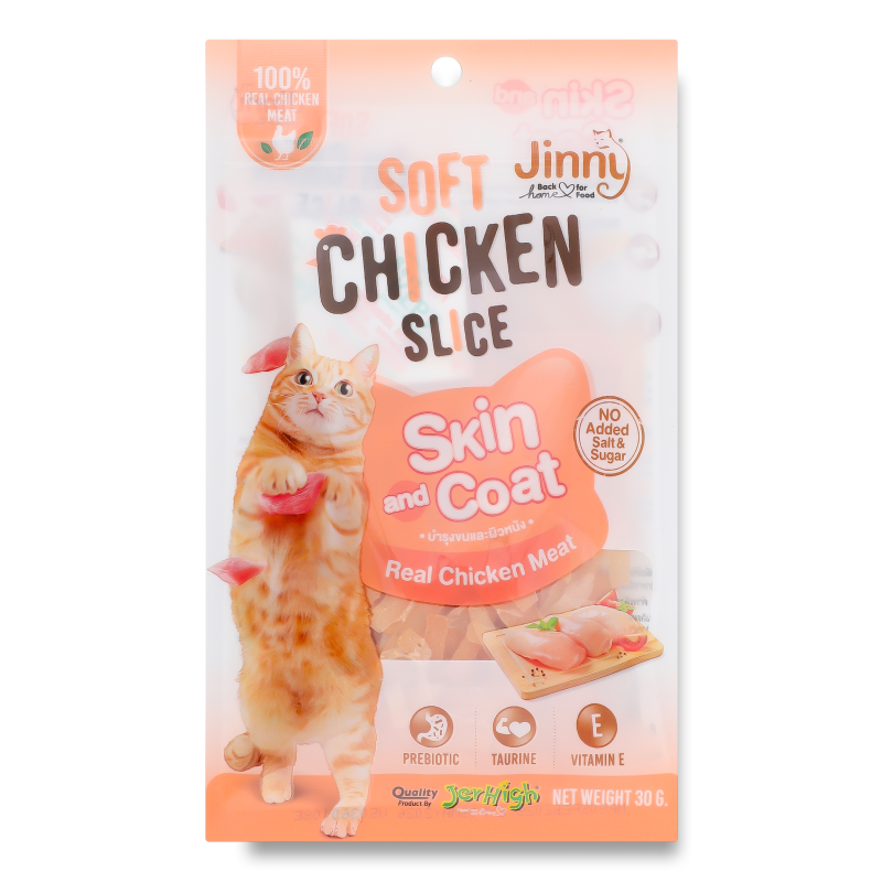 Ласощі д/котів М’які курячі слайси 30г Jinny