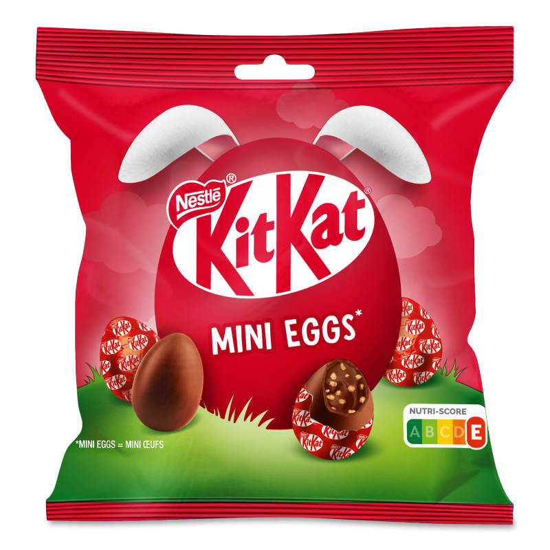 Шоколад молочний Mini Eggs з начинкою з какао рисовими кріспами та шматочками вафель 89г Kit Kat