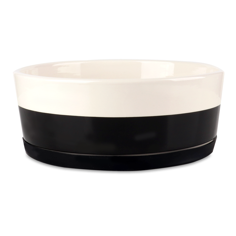 Миска д/собак Дюк 1130мл чорно-біла кераміка протиковзка Flamingo