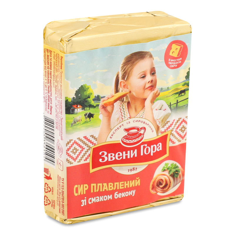 Cир плавлений з смаком бекону 36% 70г Звени Гора