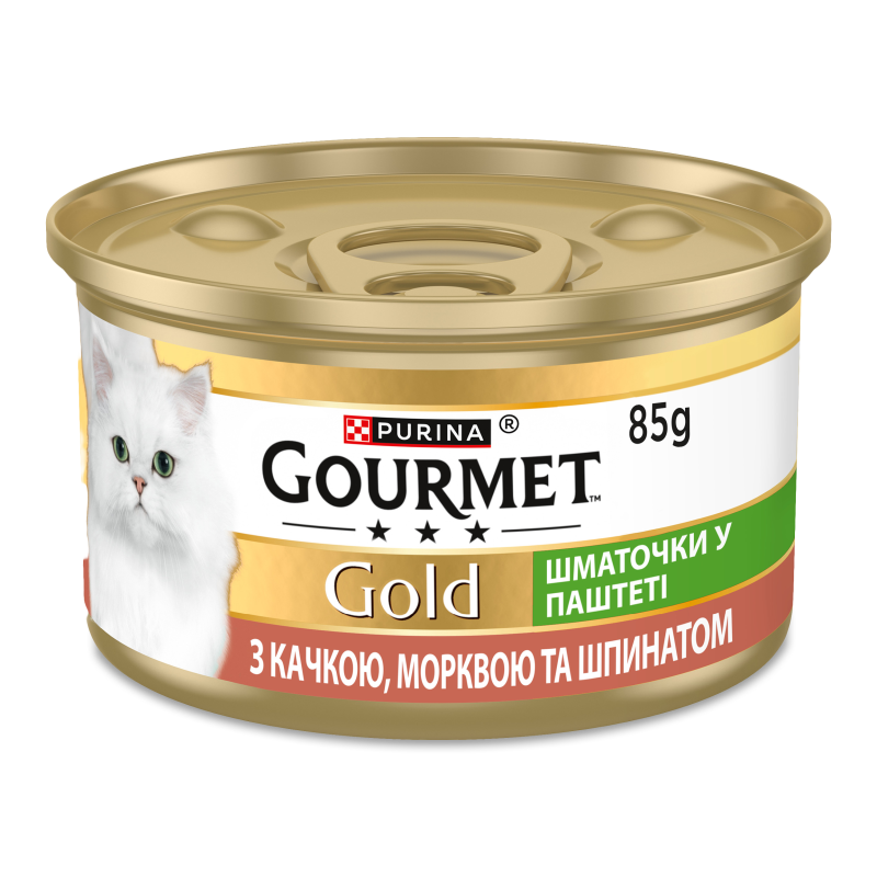 Корм д/котів Голд з качкою морквою та шпинатом по-французьки 85г ж/б Гурме